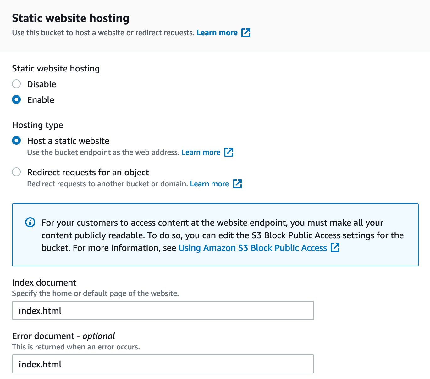 AWS static website